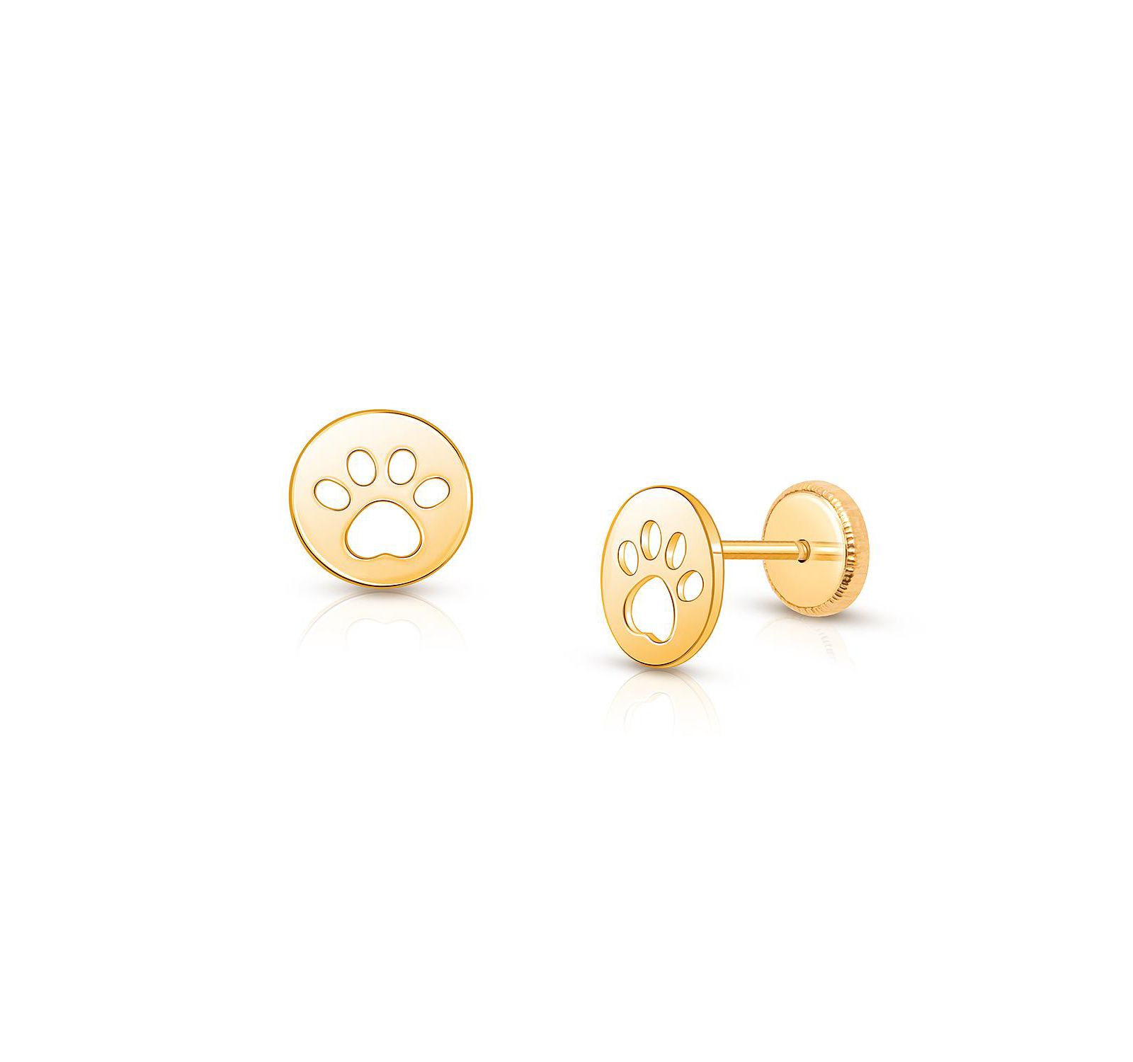 Tiny Blessings Серьги-гвоздики Tiny Blessings 14K Gold Paw Print