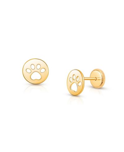 Tiny Blessings Серьги-гвоздики Tiny Blessings 14K Gold Paw Print