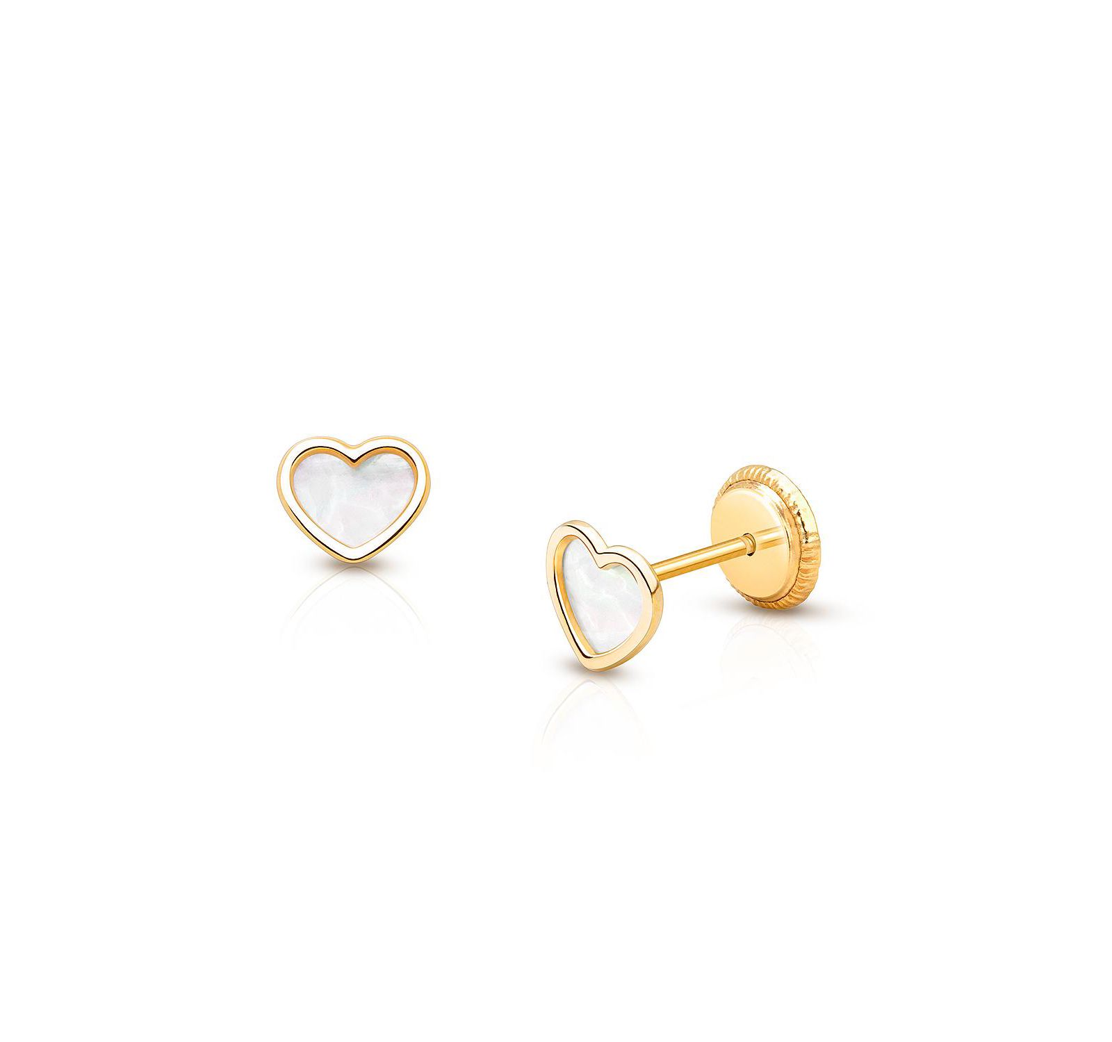Серьги-гвоздики Tiny Blessings 14K Gold Genuine Love Mother of Pearl Heart