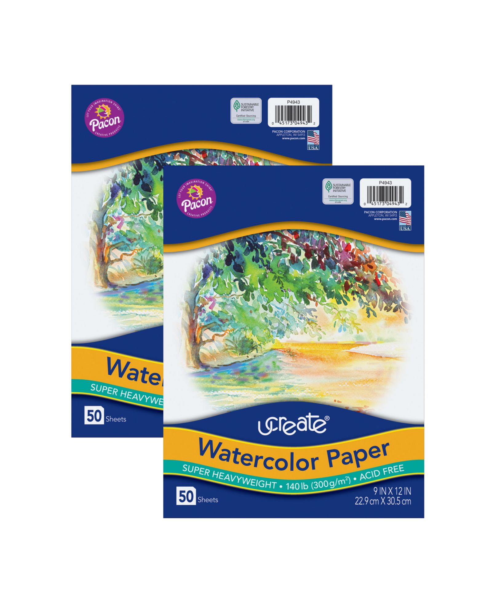 Бумага для акварели UCreate, упаковка 2 шт