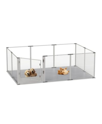 BINGOPAW Transparent Pet Pen with Mat for Dog/Cat/Rabbit Litter Box