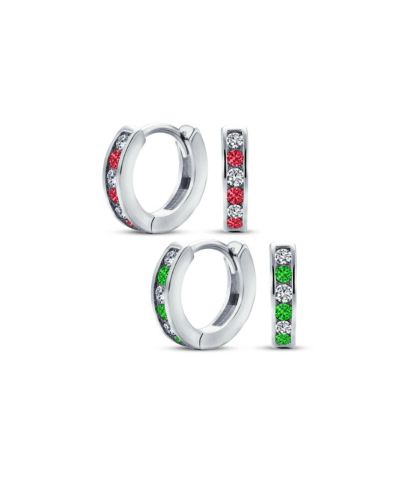 Серьги-кольца Bling Jewelry с синими и черными камнями CZ из стерлингового серебра
