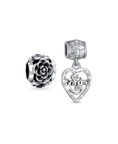 Bling Jewelry Vintage Grandmother Dangle Charm Bead for Bracelet Sterling Silver 2 Set
