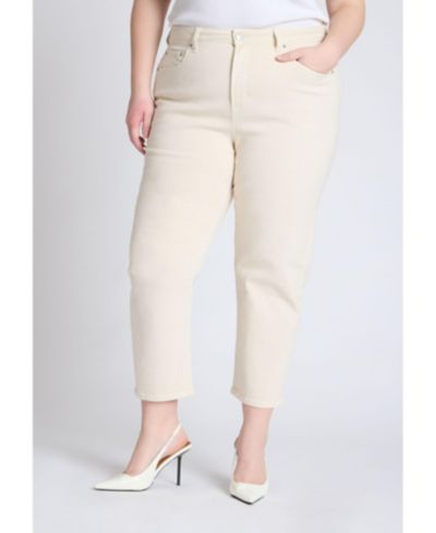 ELOQUII Women's Plus Size The Naomi Comfort Stretch Straight Crop Jean