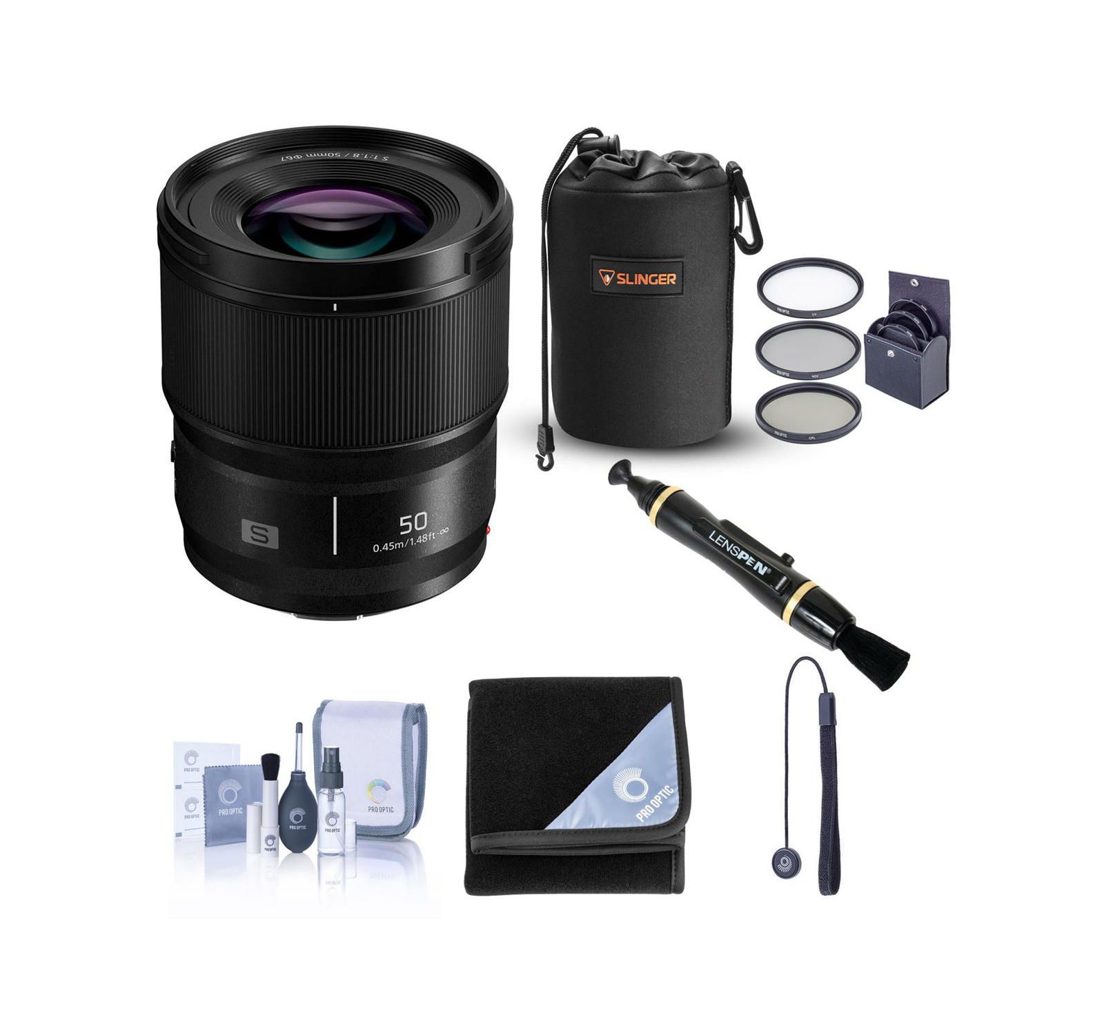 Panasonic LUMIX S 50mm f/1.8 Lens for L Mount with 67mm Filter Kit, Pouch