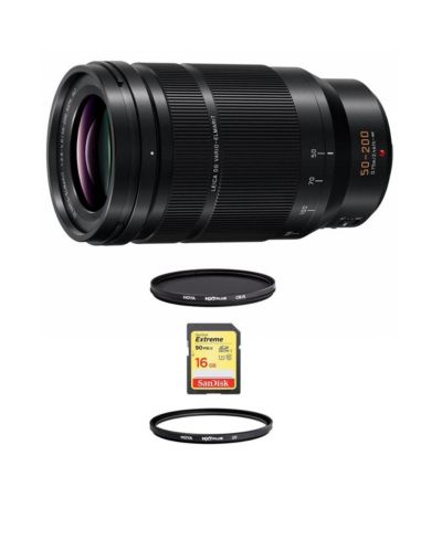 Panasonic LUMIX G Leica DG Vario-Elmarit 50-200mm f/2.8-4 асферический объектив для Micro Four Thirds, комплект с фильтрами Tiffen 52mm UV и CPL и 32GB