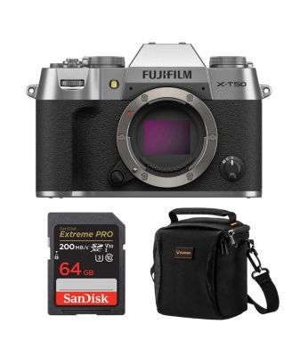 Fujifilm X-T50 Mirrorless Camera, Silver, Bundle with Included Value