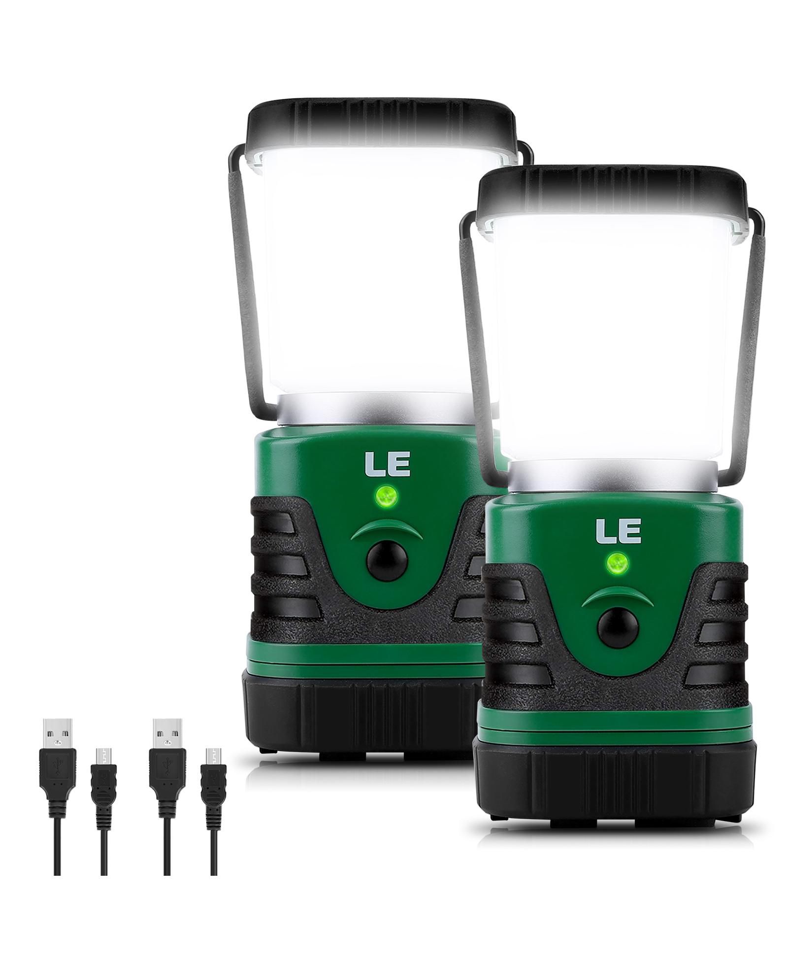 Lepro 1000LM Rechargeable LED Camping Lantern, 4400mAh, Camping Hiking Emergency Essential, 4 Light Modes, Waterproof Flashlight, USB Cable Included