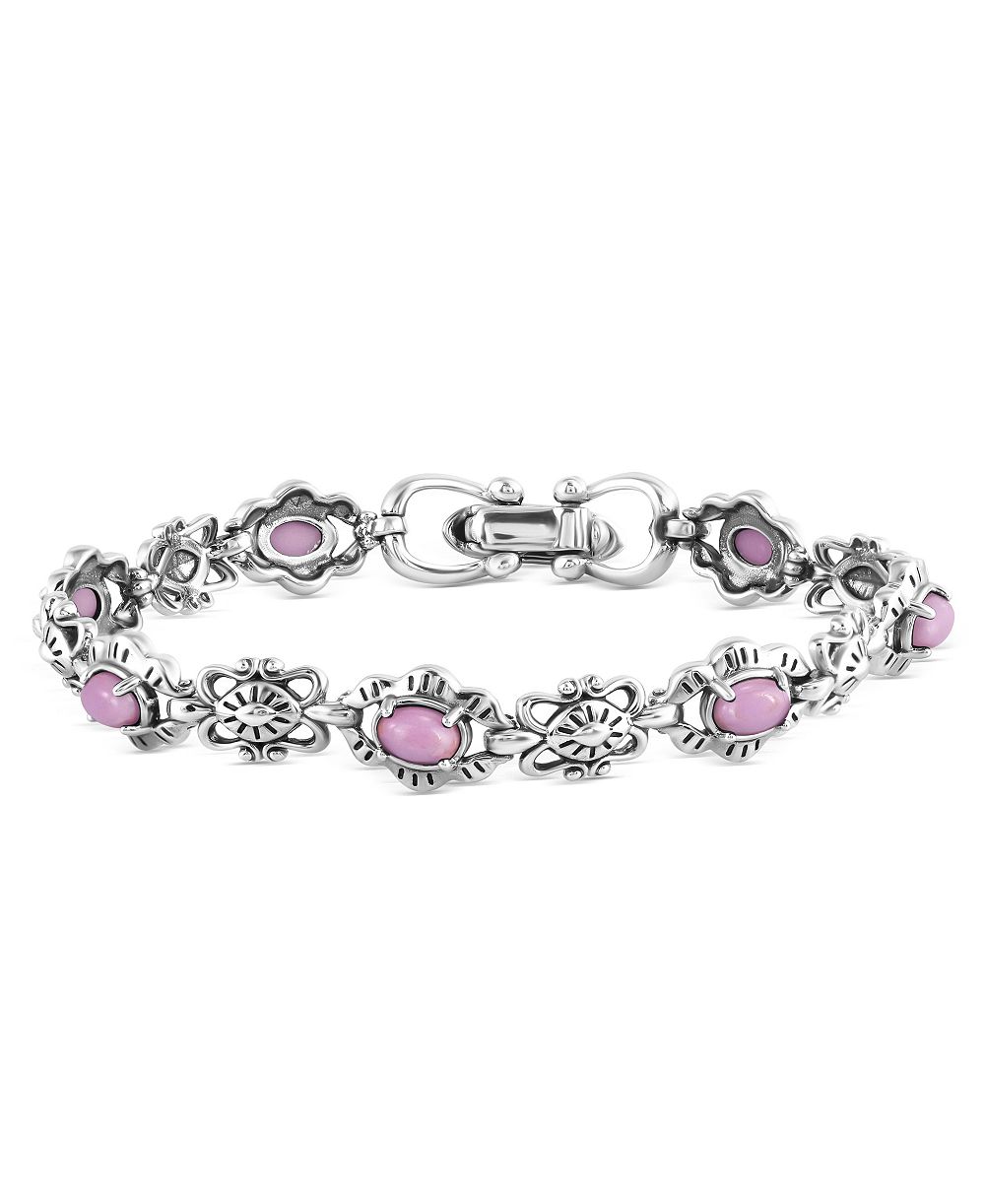 Sterling Silver Phosphosiderite Concha Link Bracelet, Size Medium