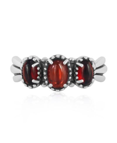 Sterling Garnet кольцо с 3 камнями Fan, размер 10