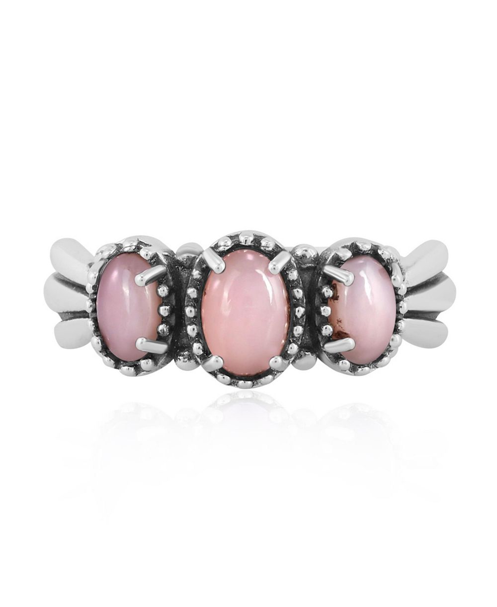 Кольцо Sterling Silver Pink Opal 3-Stone Fan, размер 11