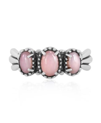 Кольцо Sterling Silver Pink Opal 3-Stone Fan, размер 11