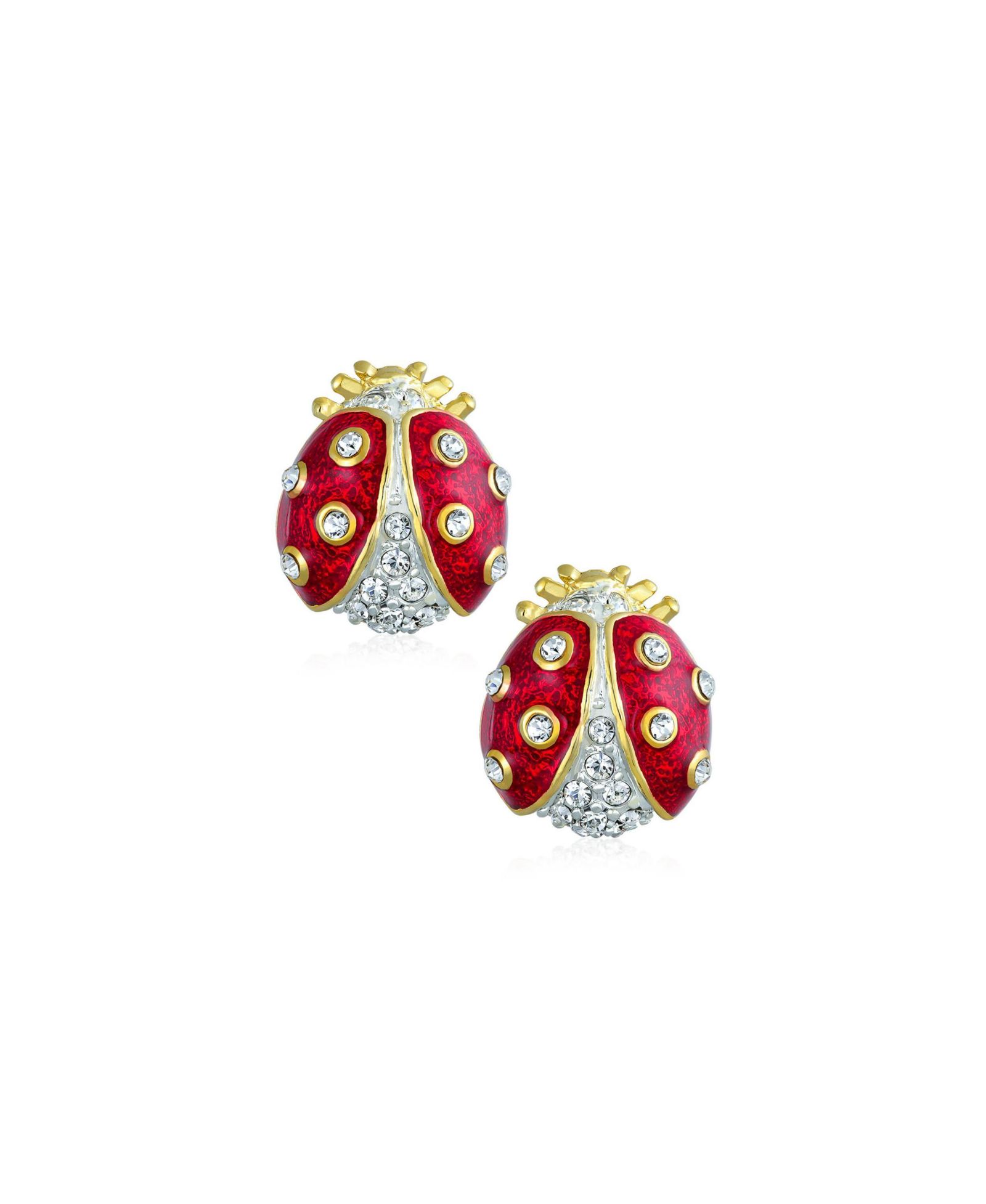 Набор брошей Bling Jewelry 2 шт. Red Ladybug Crystal в золотом покрытии