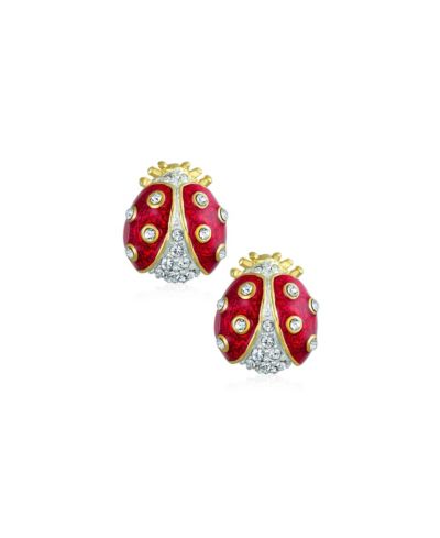 Набор брошей Bling Jewelry 2 шт. Red Ladybug Crystal в золотом покрытии