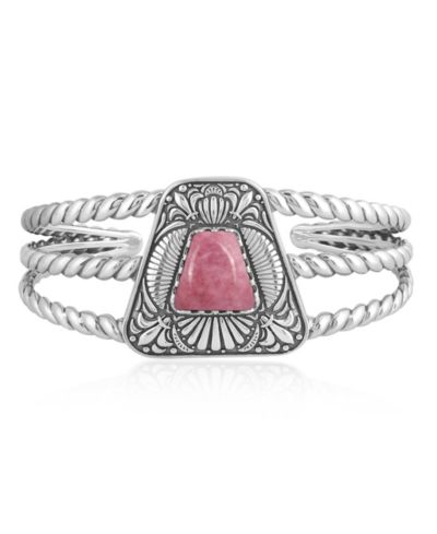 Браслет-кафф American West Jewelry Sterling Silver Rhodonite Trapezoid Large