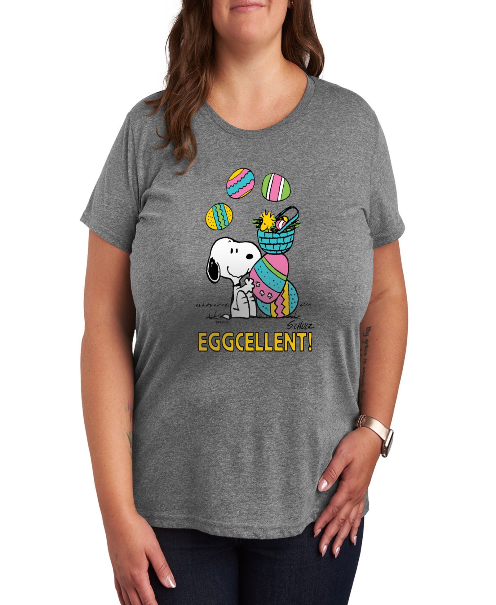 Женская футболка Hybrid Apparel Plus Size Peanuts Easter Eggcellent Graphic Crew Neck