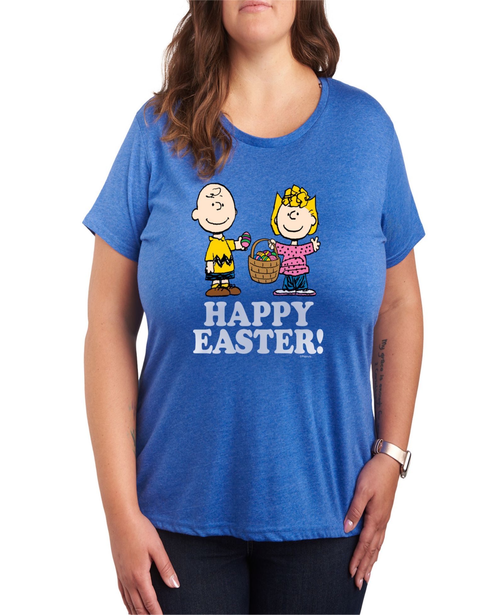 Женская футболка Hybrid Apparel Plus Size Peanuts Happy Easter Graphic Crew Neck