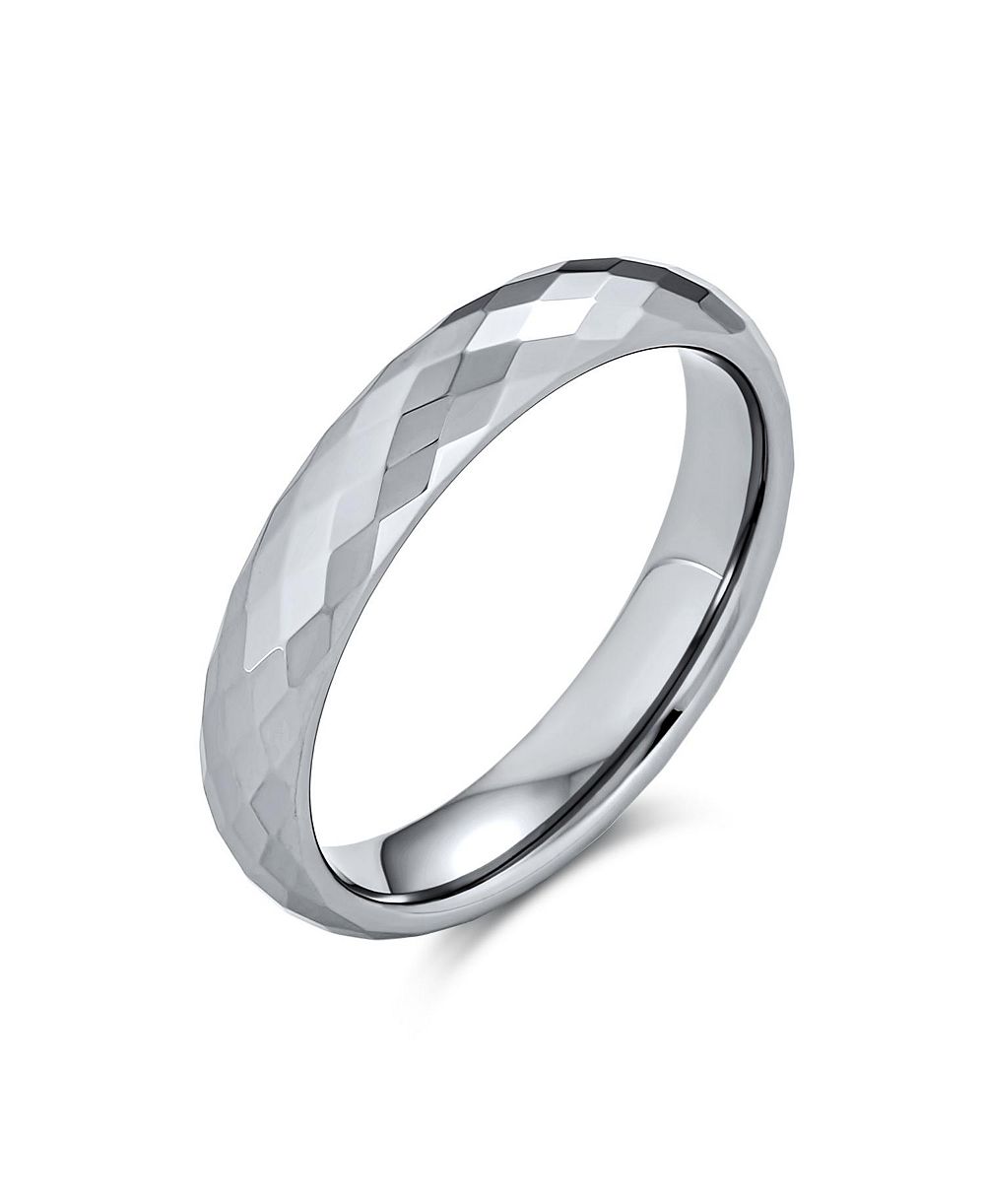 Bling Jewelry Multi Faceted Diamond-Cut Band Rings Titanium Comfort Fit 4MM