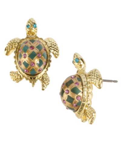 Betsey Johnson Faux Stone Turtle Stud Earrings