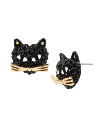 Серьги-гвоздики Betsey Johnson Faux Stone Pave Cat