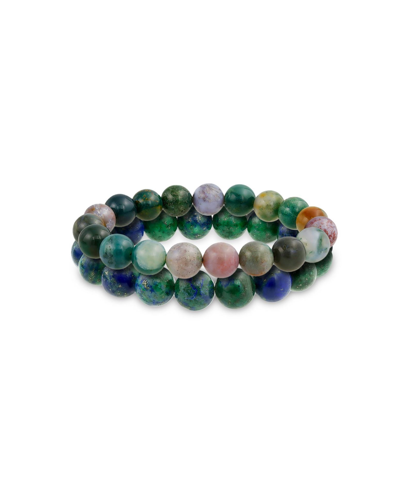 Комплект из 2 браслетов Bling Jewelry с зелеными и голубыми камнями Jasper 12MM