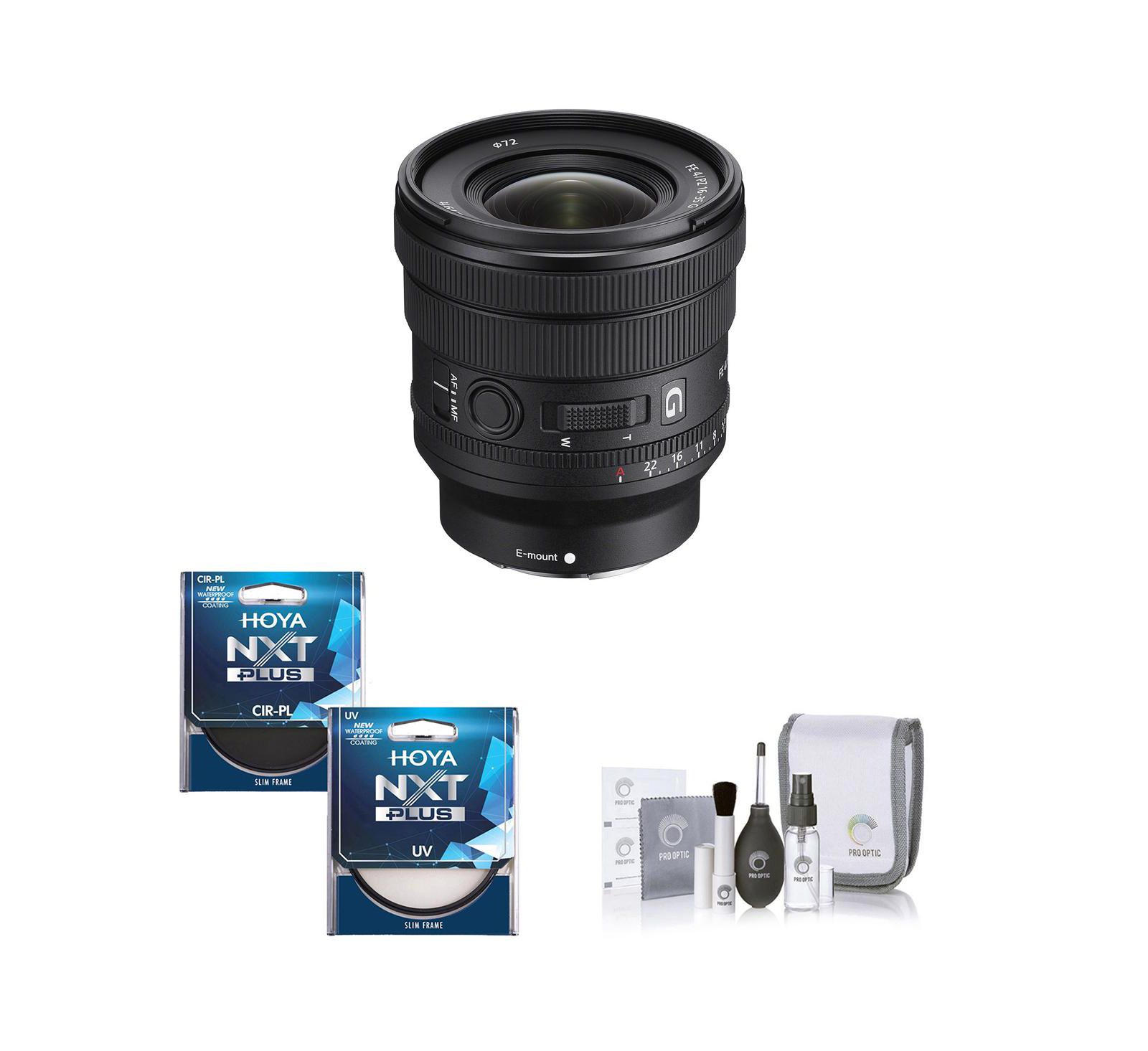 Объектив Sony FE PZ 16-35mm f/4 G с набором фильтров Hoya и набором для чистки
