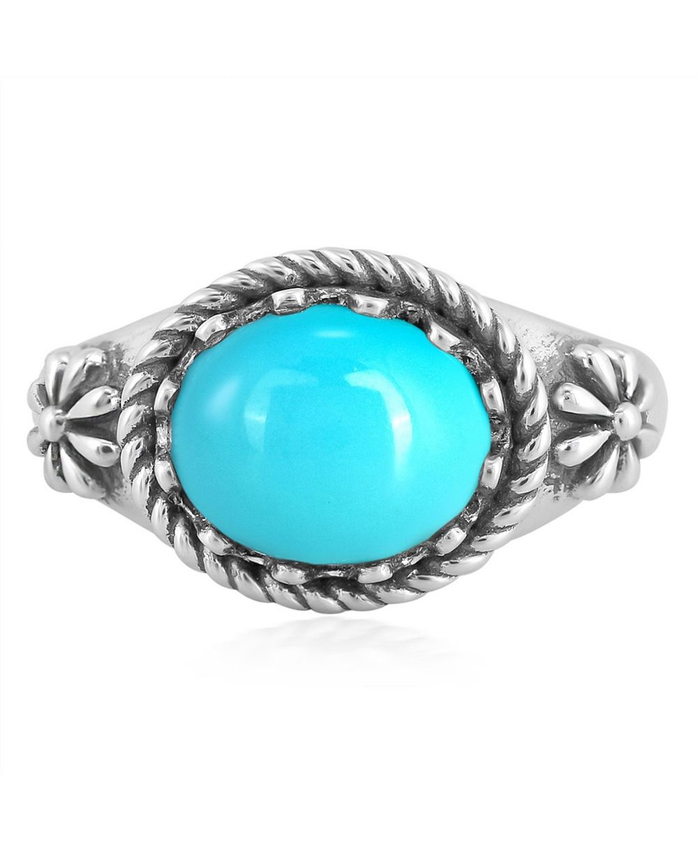 Кольцо из стерлингового серебра Sleeping Beauty Turquoise East West