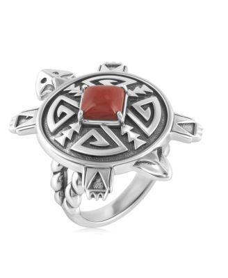 Кольцо American West Jewelry Sterling Silver Red Jasper Fritz Casuse Split Shank Turtle Size 7
