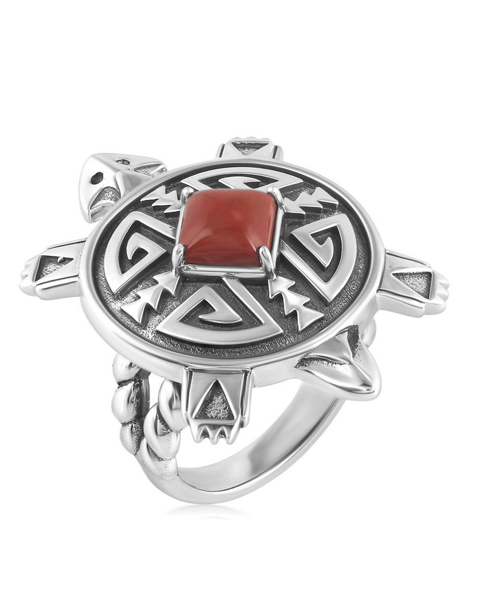 Кольцо American West Jewelry с черепахой из стерлингового серебра и красного яшмы