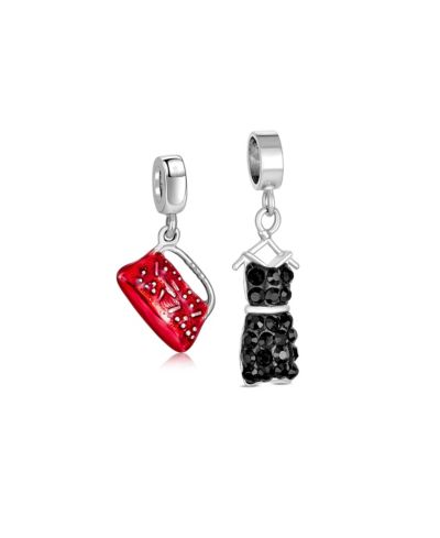 Bling Jewelry Fashion Hand Bag Dangle Charm Bead for Bracelet .925 Sterling Silver 2 Set