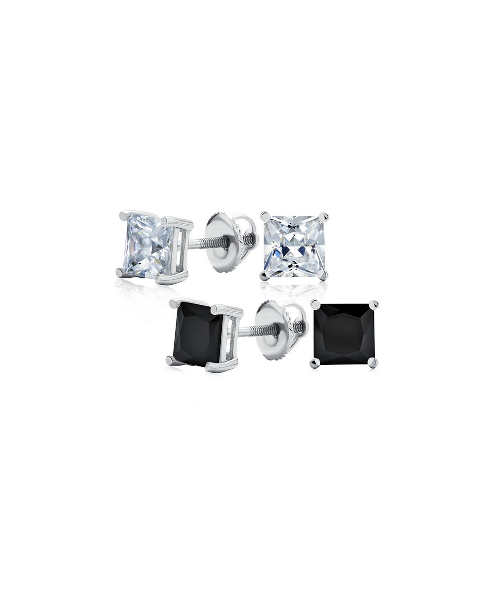 Серьги-гвоздики Bling Jewelry Classic с многоцветными квадратными кубическими цирконами CZ 10MM