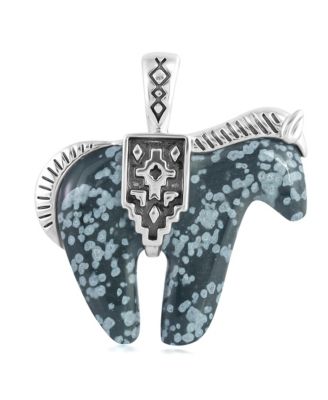 Подвеска American West Jewelry Sterling Snowflake Obsidian Spirit Horse