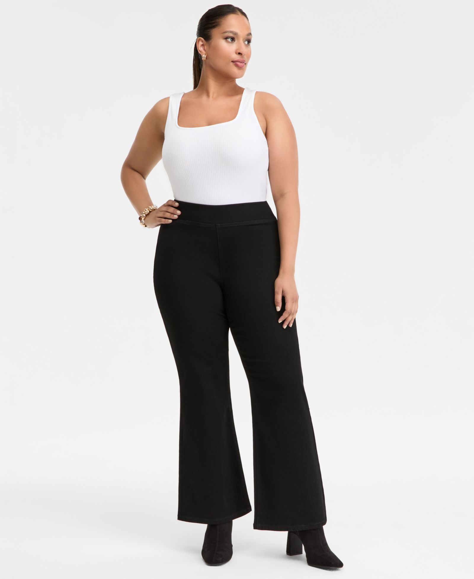 Женские джинсы Plus Size I.N.C. International Concepts с высокой посадкой и расклешенными штанинами