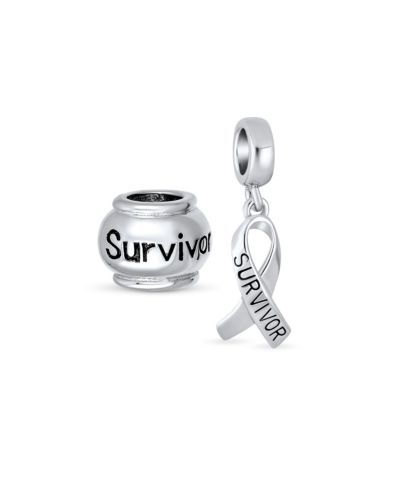 Набор подвесок и бусин Bling Jewelry Sterling Silver Ribbon Breast Cancer Survivor для браслета
