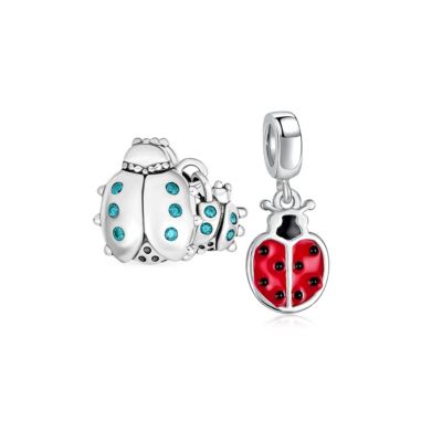 Подвеска Bling Jewelry .925 Sterling Silver Ladybug Red CZ