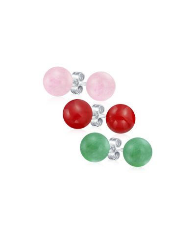Bling Jewelry серьги-гвоздики с драгоценными камнями (набор из 3 штук), стерлинговое серебро