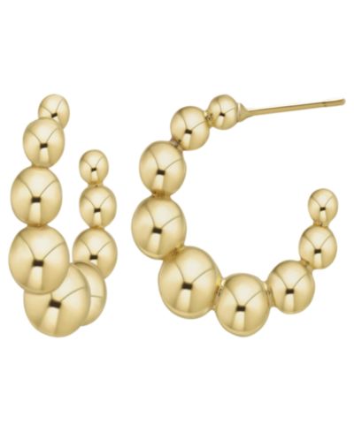 Серьги Macy's Ball Bead Hoop 14K Gold Plate