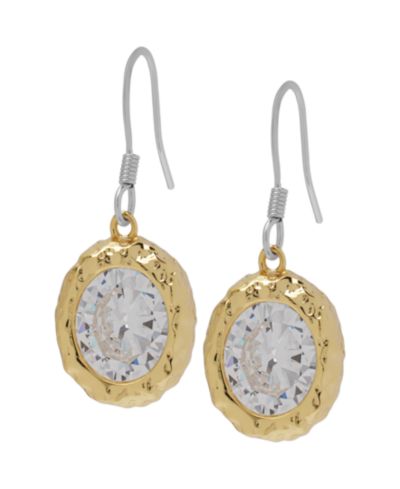 Серьги с кубическим цирконием, круглые, с золотым напылением 14K