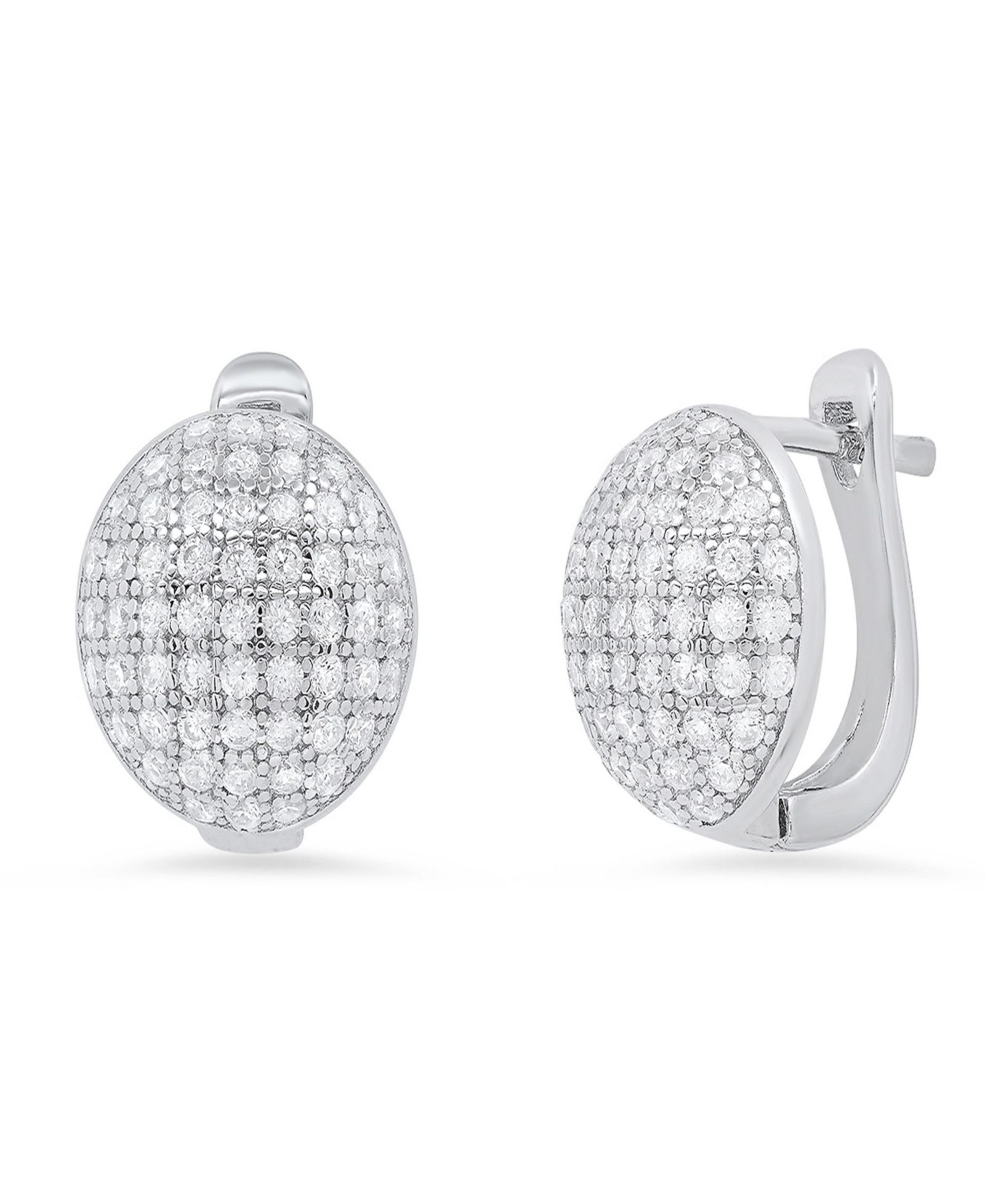 Женские серьги-кольца Steeltime Sterling Silver and Simulated Diamonds Dot Huggie