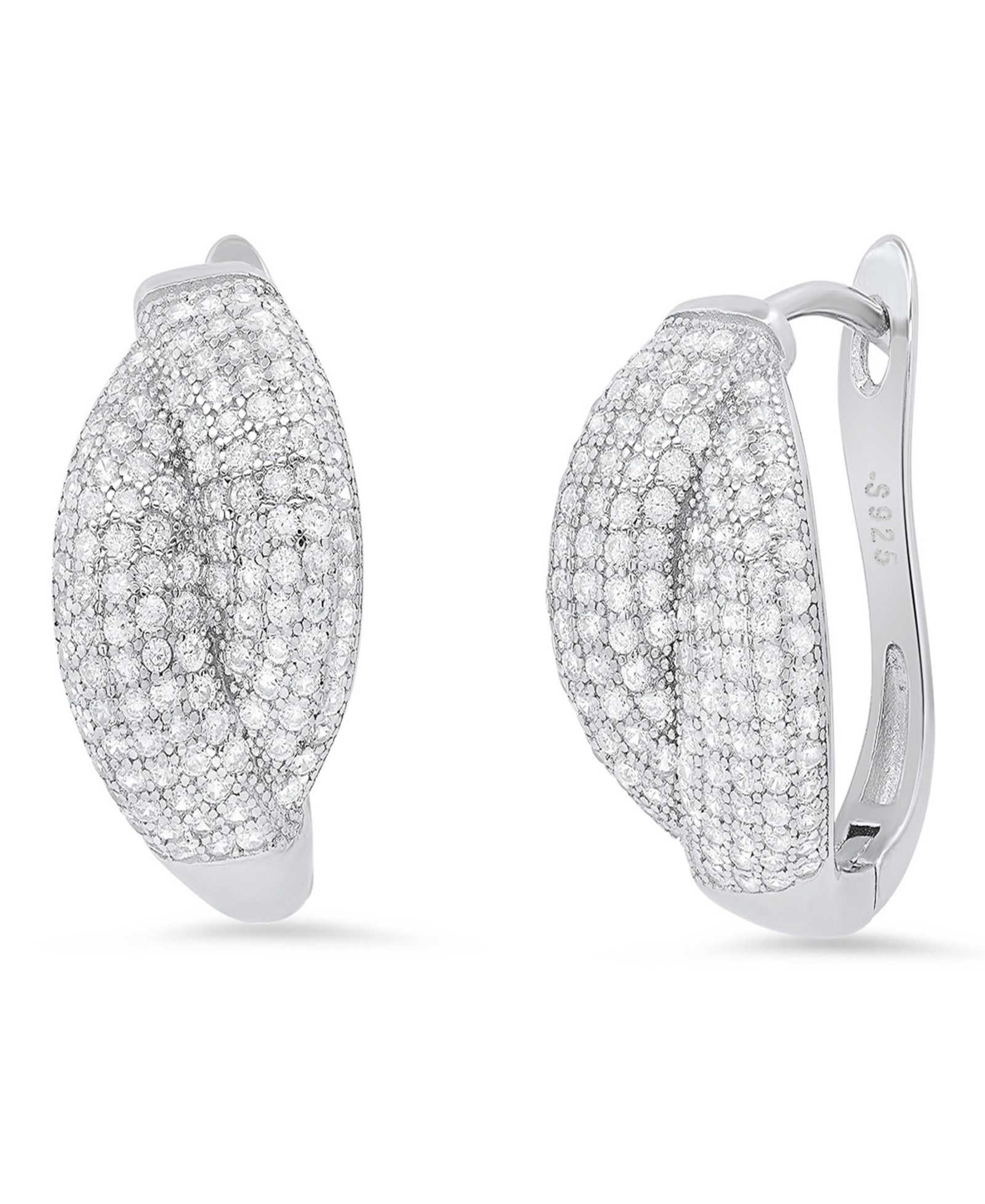 Steeltime Women's Sterling Silver and Simulated Diamonds Braid Hoops Earrings