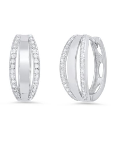 Женские серьги Steeltime Women's Sterling Silver and Simulated Diamonds Layered Huggie Earrings