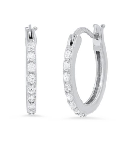 Женские тонкие серьги-кольца Steeltime из стерлингового серебра с имитацией бриллиантов