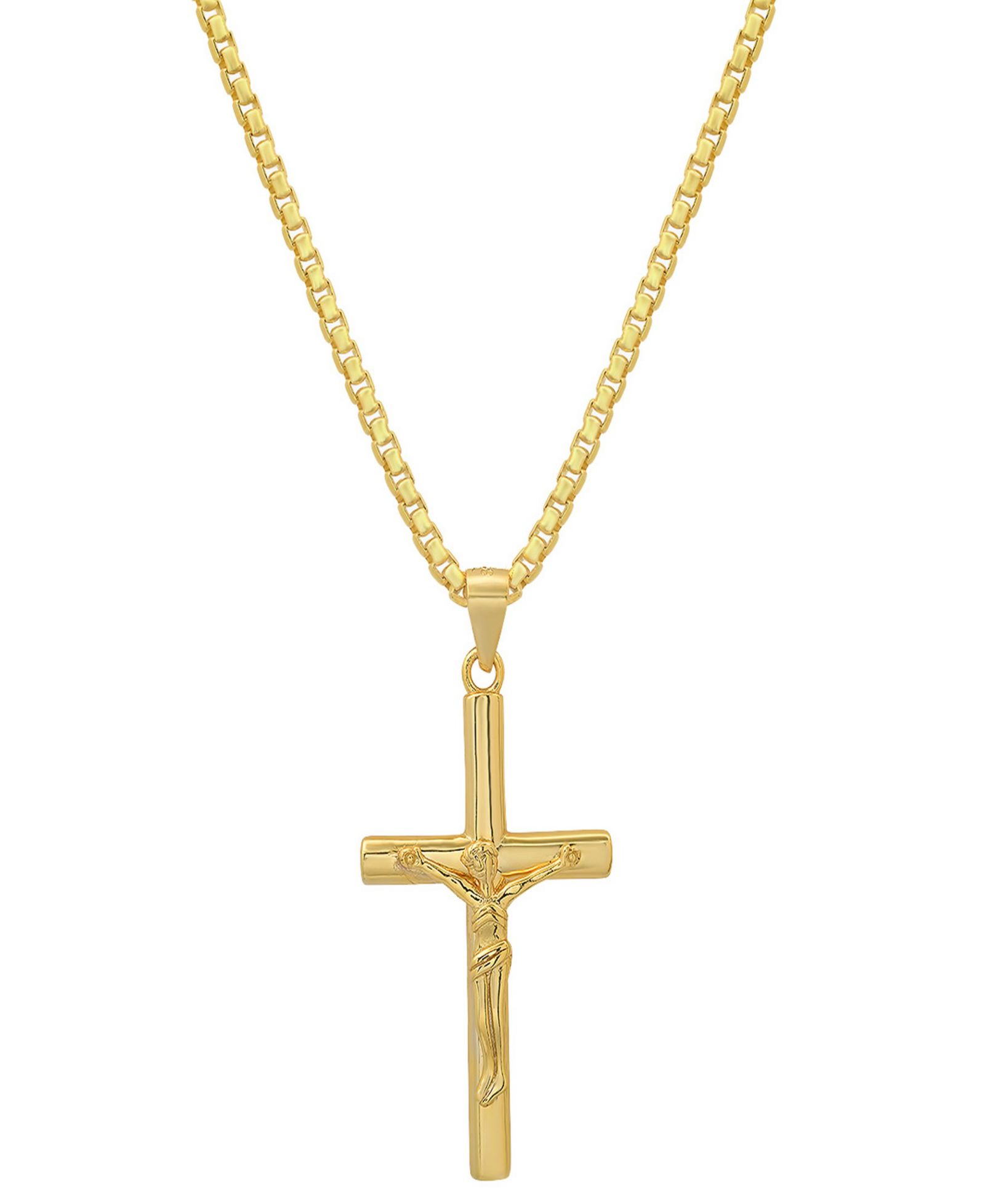 Мужской кулон-крест Steeltime с напылением 14K Gold