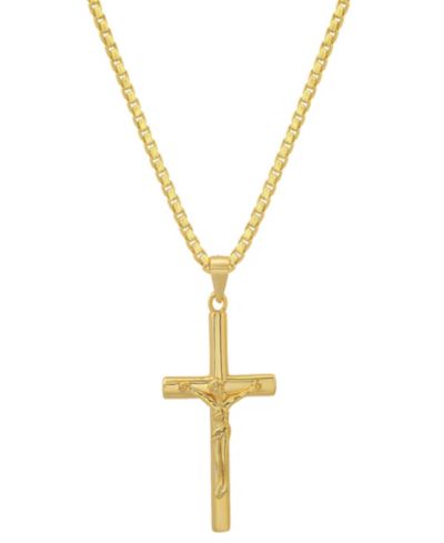 Мужской кулон-крест Steeltime с напылением 14K Gold
