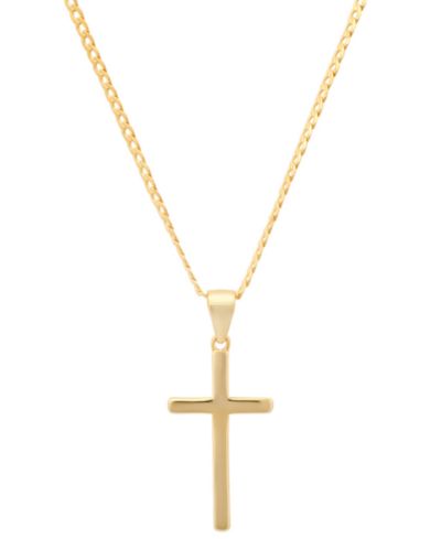 Steeltime цепочка с кулоном-крестом, позолоченная, 14K, Мужской