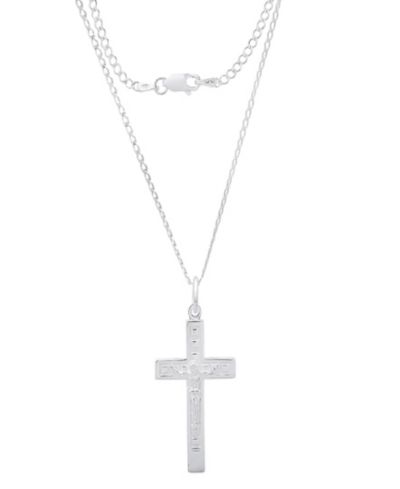 Steeltime Men's Sterling Silver Crucifix Paired Pendant Necklace