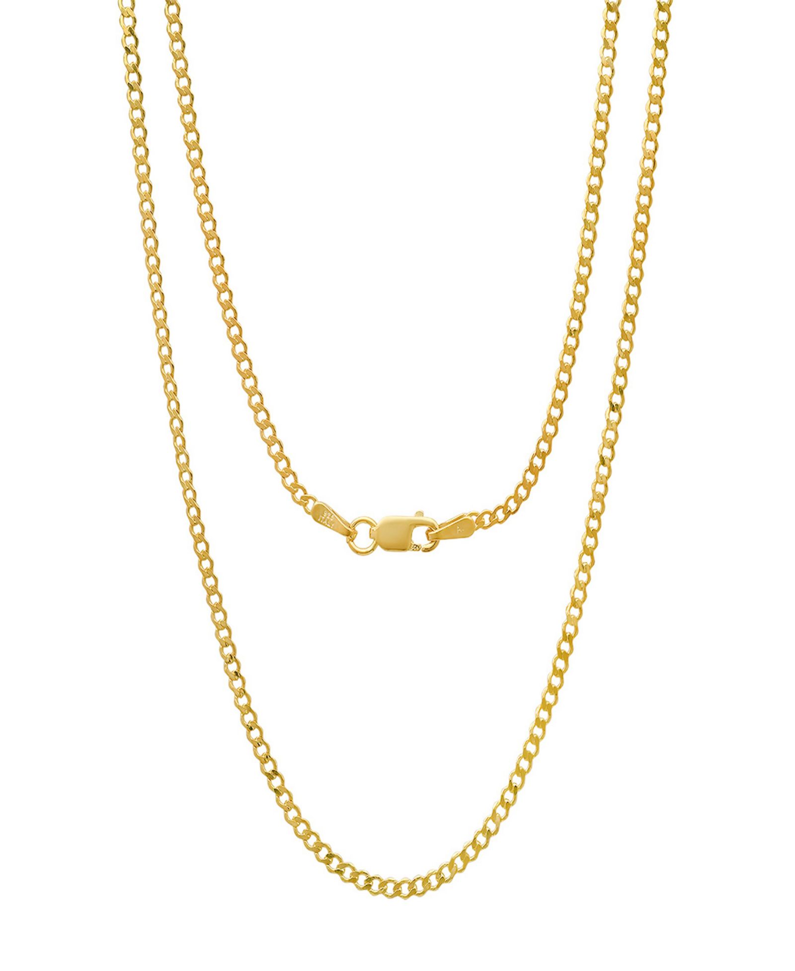 Унисекс цепочка Steeltime 14K Gold Plated Cuban Flat