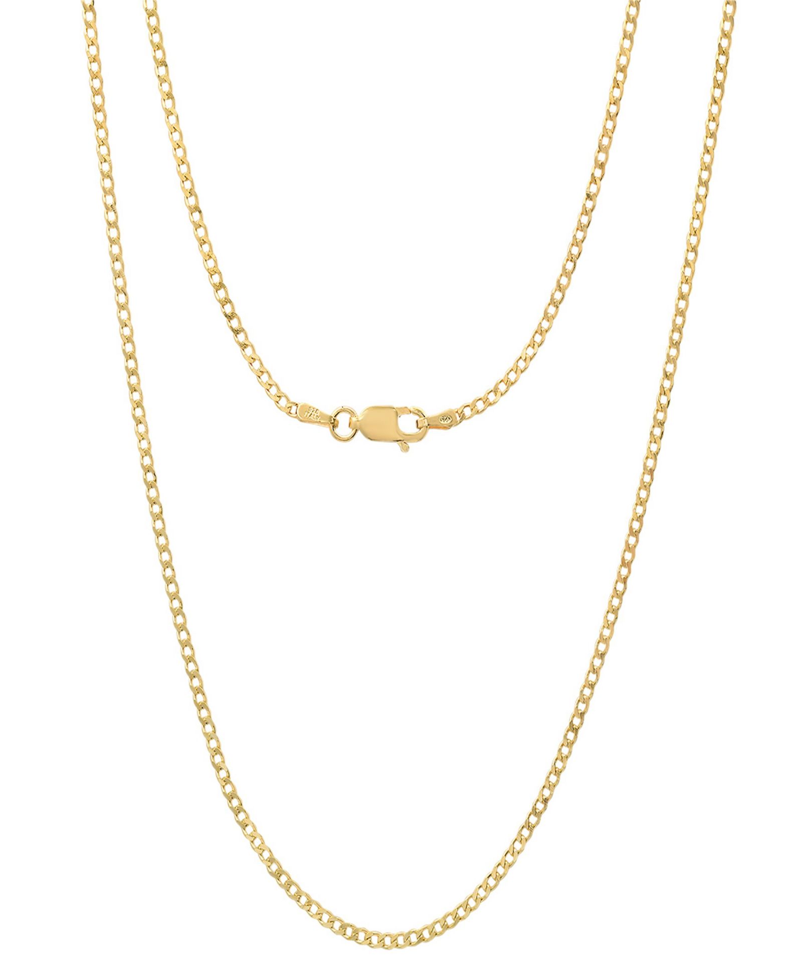 Унисекс цепь Steeltime 14K Gold Plated Cuban Superflat Necklace