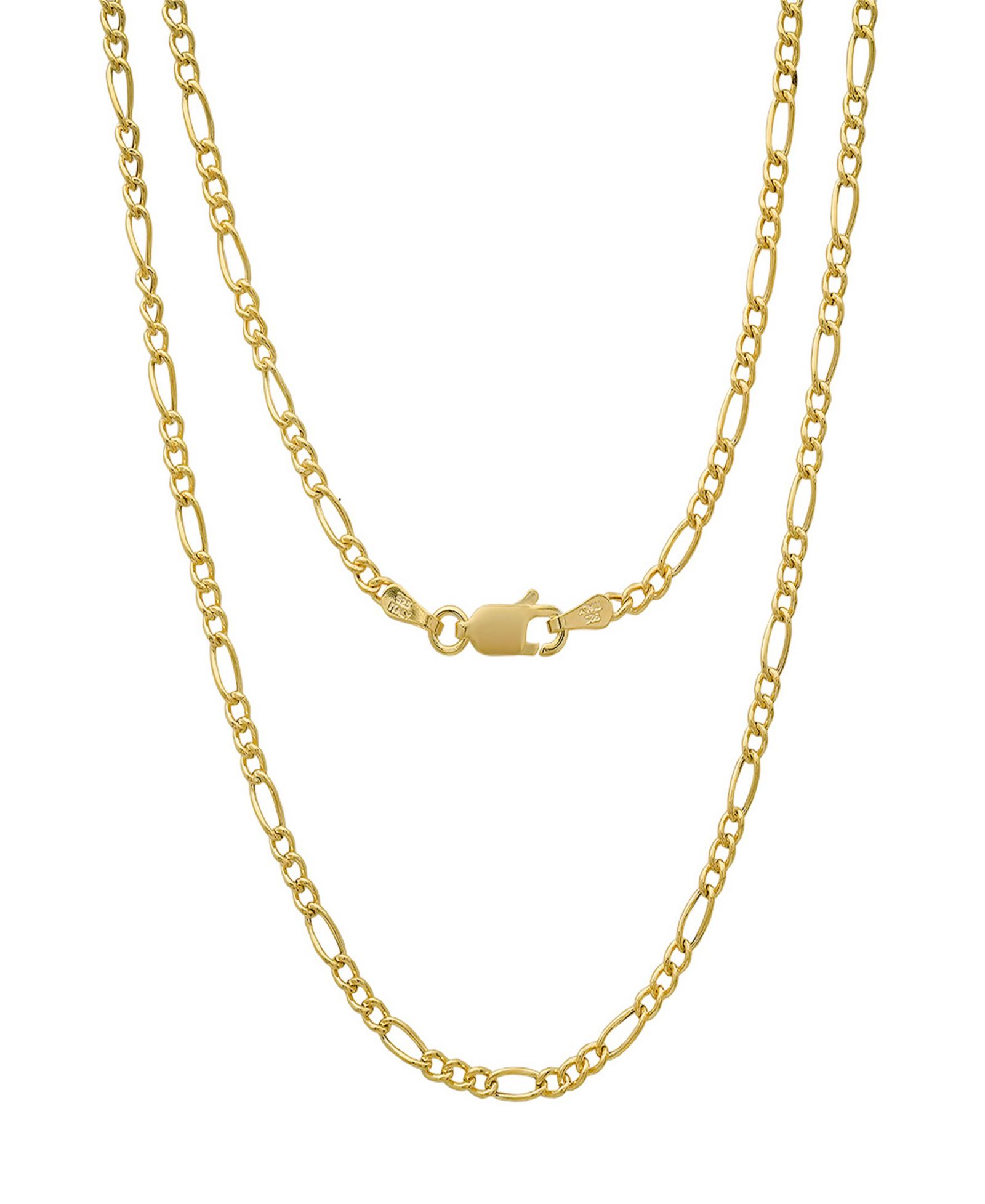 Steeltime унисекс ожерелье Figaro Hollow с позолотой 14K