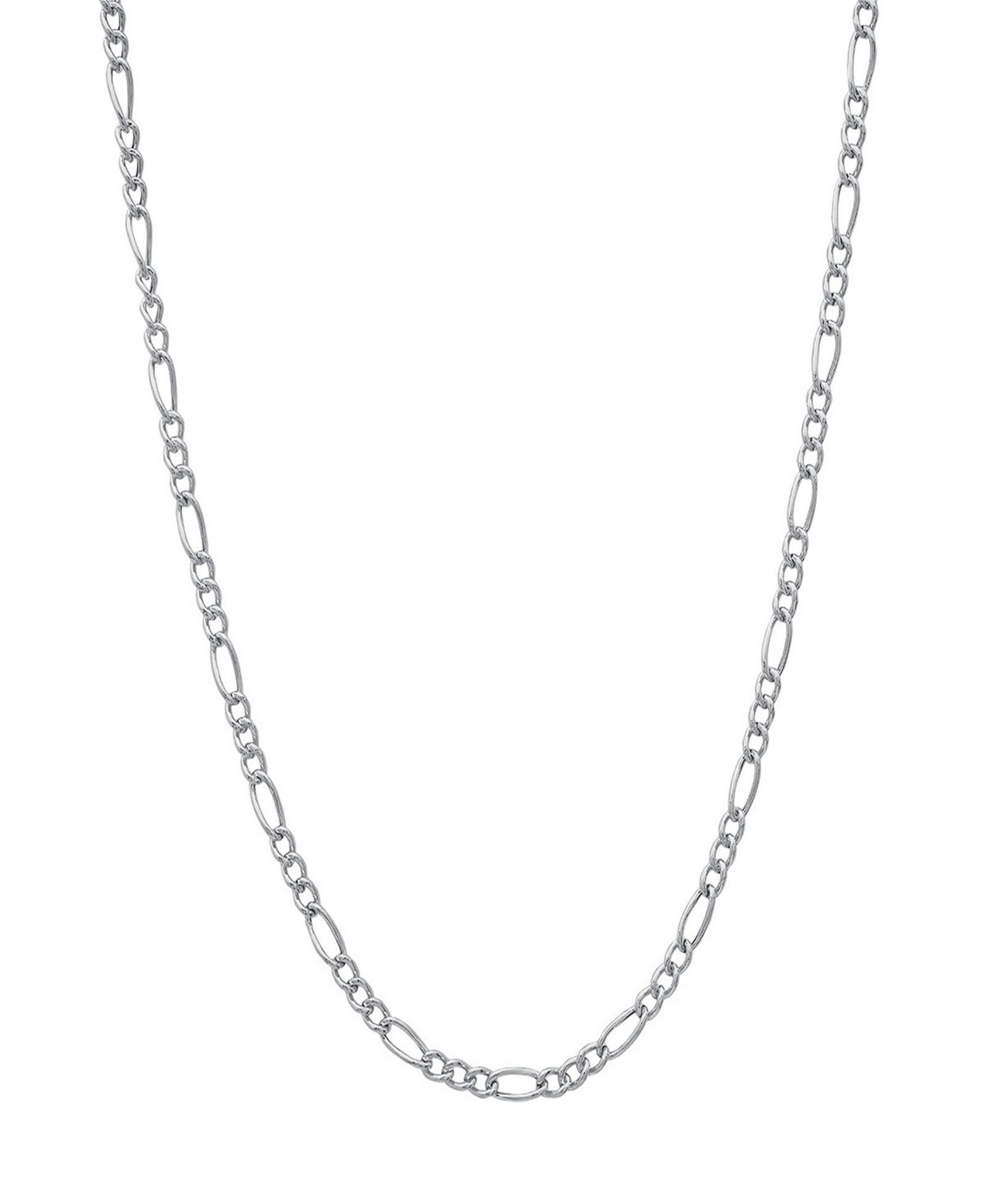 Steeltime Unisex Sterling Silver Figaro Hollow Necklace
